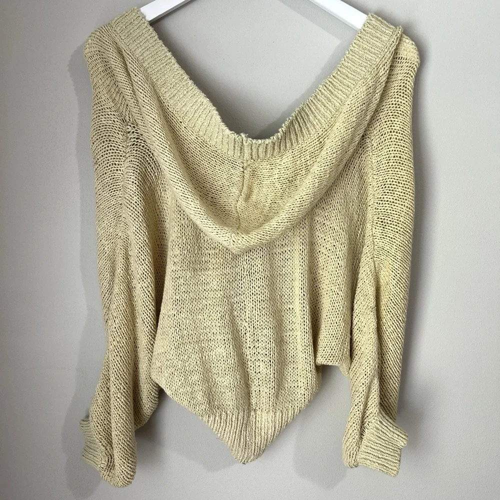Free People Beach Sandra Sweater Cardigan Women's XS Knit Cropped‎ Cream Beige